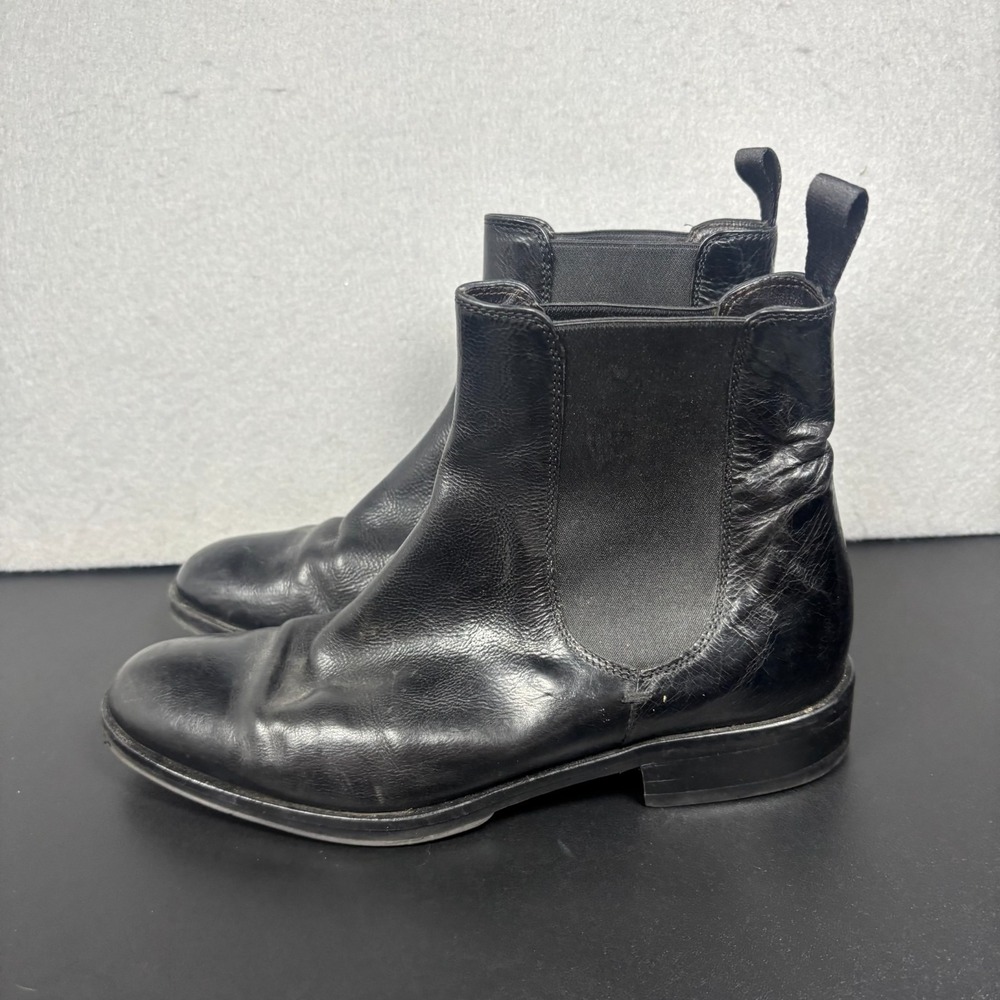 Triver Flight Black Leather Chelsea Boots Womens Size 37 EU 7 US Ankle Slip On
